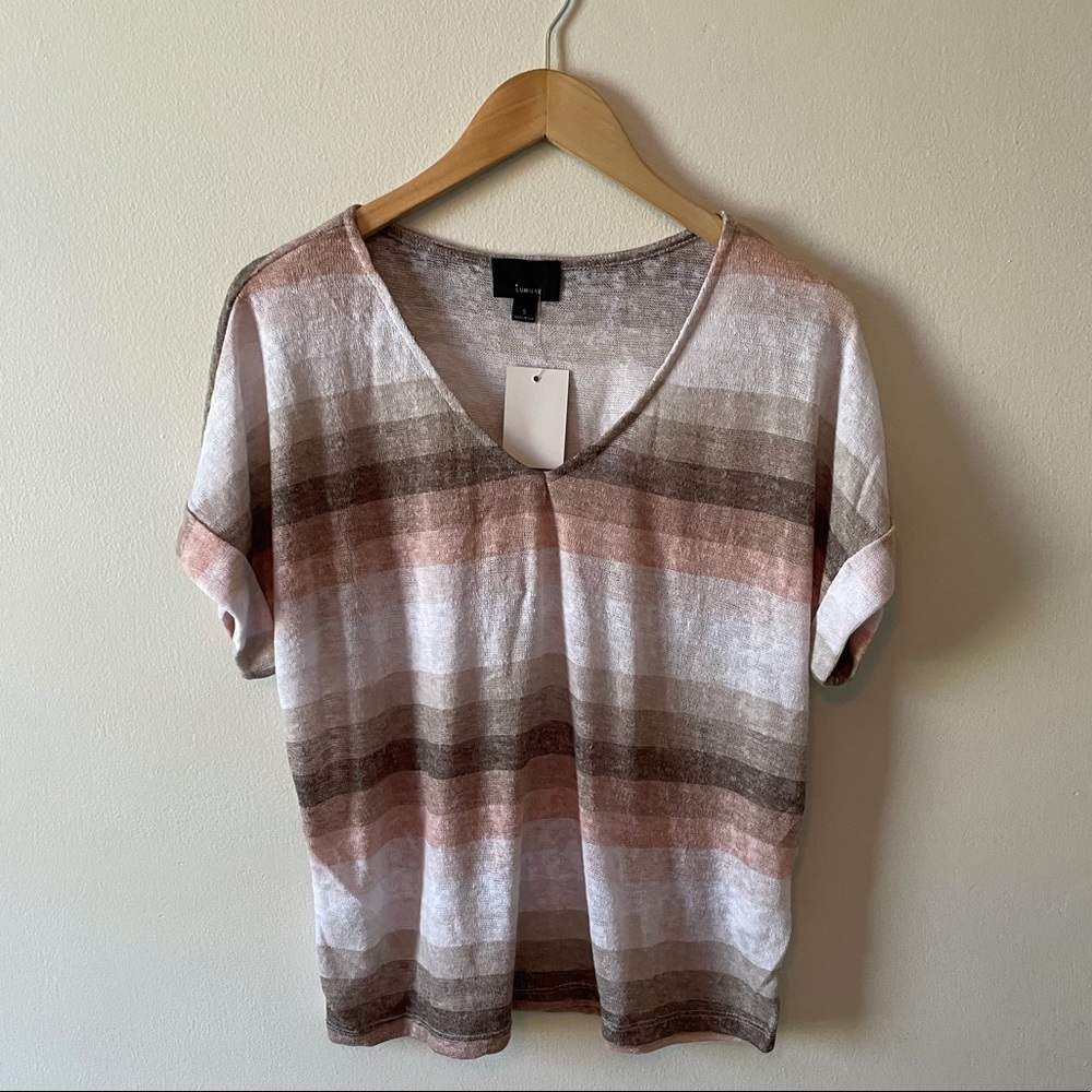 NWT Lumiere Pink Striped Shirt